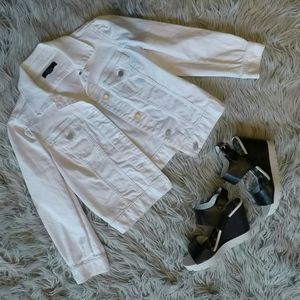 Ann Taylor Petite White Jean Jacket SP